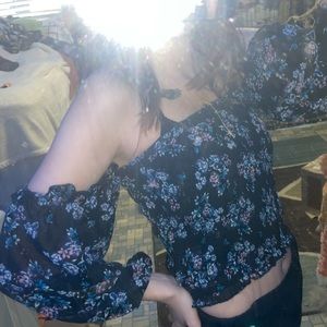 Black and Blue Flower crop top